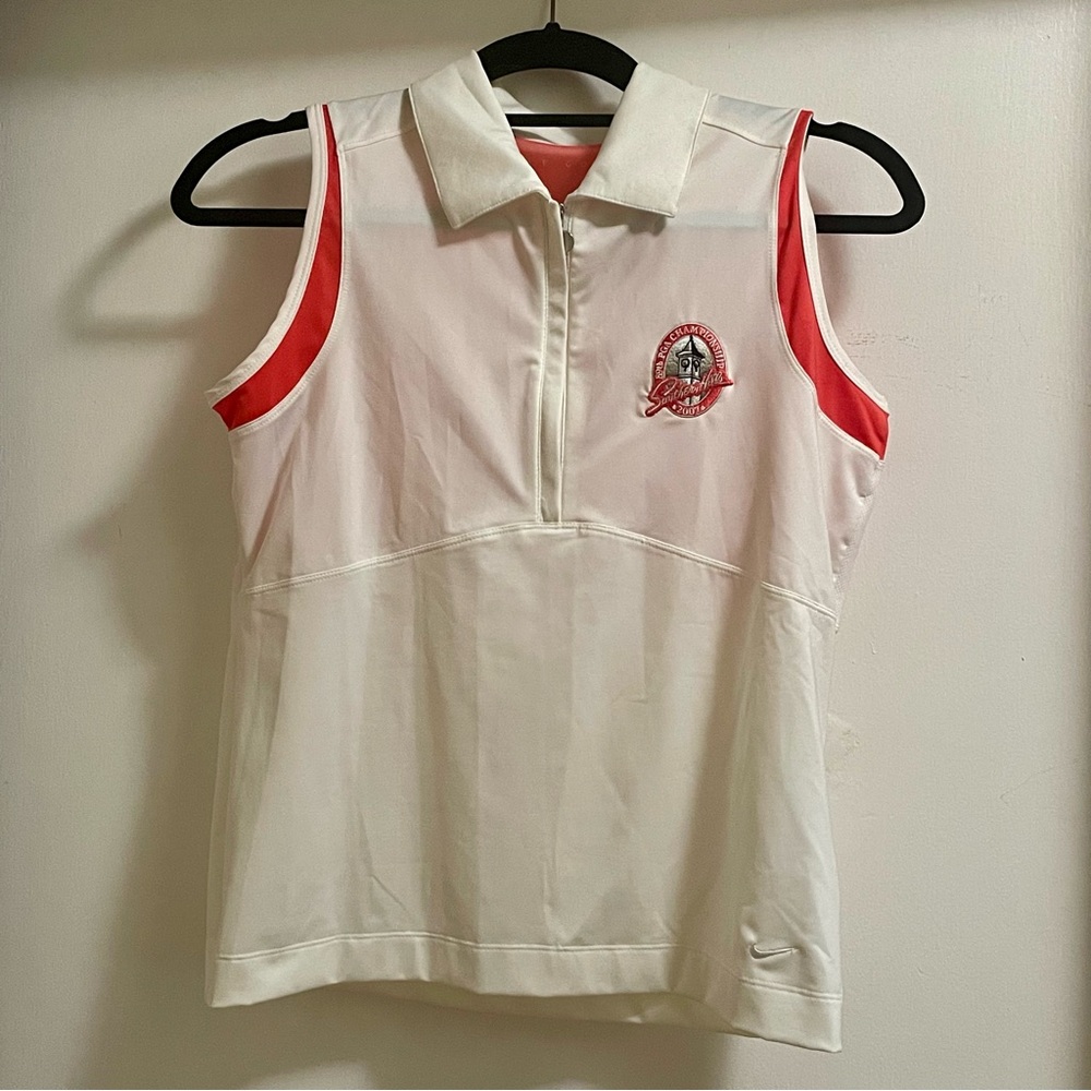 Nike Golf Sleeveless Polo Shirt‎ White Red LPGA Championship Top